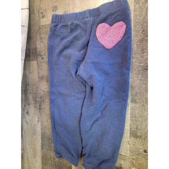 Gymboree Navy sweatpants youth 4 pink heart bow pants - Picture 4 of 5